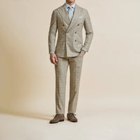 Suit - Taupe s130 Wool Faux Uni with Tonal Windowpane 5917 OMJ Clothing