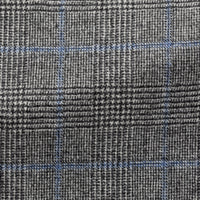 Suit - Loro Piana Black-White Wool Cashmere Glencheck with Cobalt Blue Windowpane 5934 OMJ Clothing