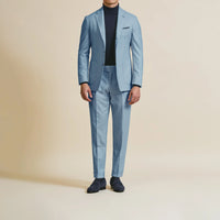 Suit - Sky Blue Wool-Cashmere Plain Weave 5951 OMJ Clothing