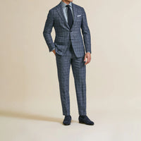Suit - Dark Blue Natural Bi-Stretch s130 Wool Glencheck 5955 OMJ Clothing