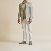 Sport Coat - Light Grey Wool Hounds tooth with Camel Windowpane 9068