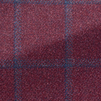 Sport Coat - Loro Piana Berry Red Wool-Silk with Blue Windowpane 9090 OMJ Clothing