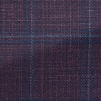 Sport Coat - Loro Piana Mauve Wool-Silk Glen Basket weave with Mixed Blue Check 9095 OMJ Clothing