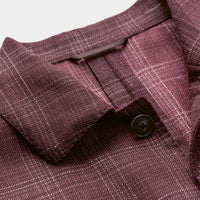 Sport Coat - Aubergine Wool-Silk Linen with Subtle Check