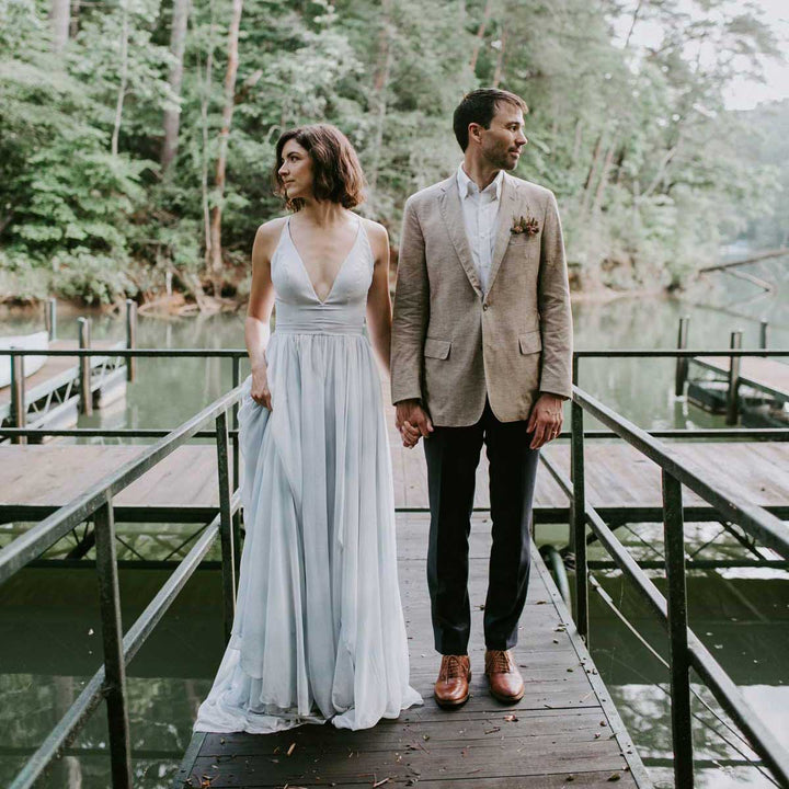 Mountain Elopement with Custom Groom's Linen Suit in Charlotte, NC