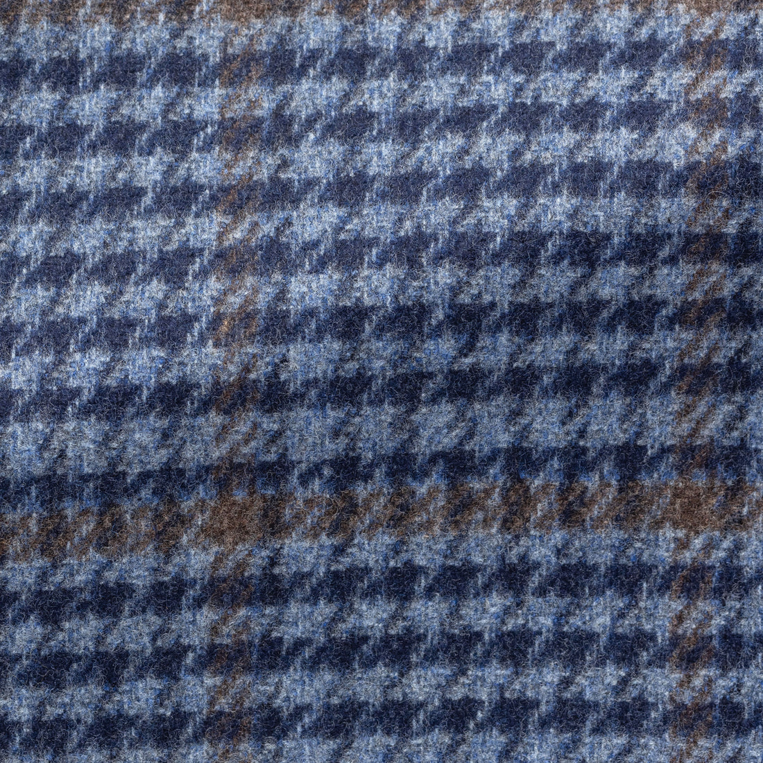 Sport Coat - Loro Piana Two Blue Wool-Cashmere Houndstooth with Brown Overcheck 9077