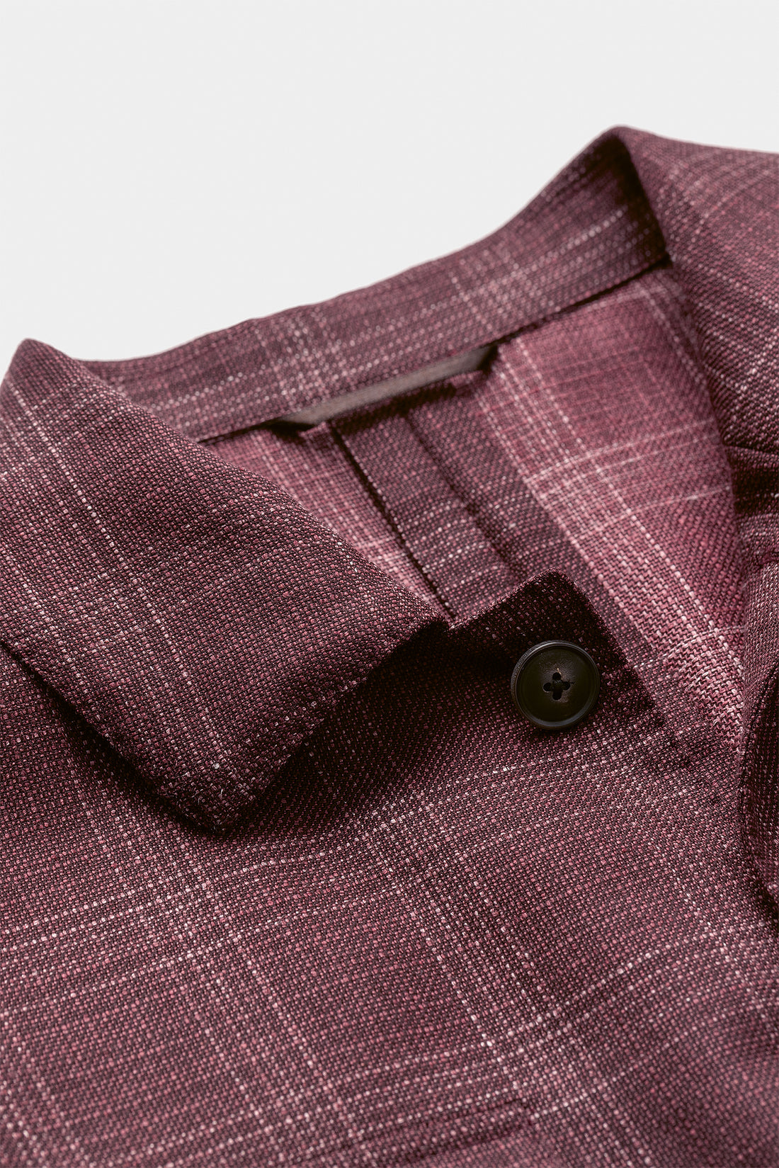 Sport Coat - Aubergine Wool-Silk Linen with Subtle Check