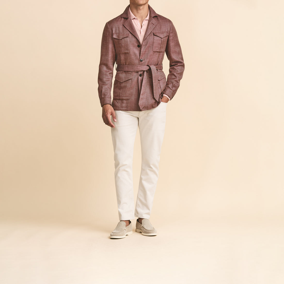 Sport Coat - Plum Wool-Silk-Linen Herringbone 9114
