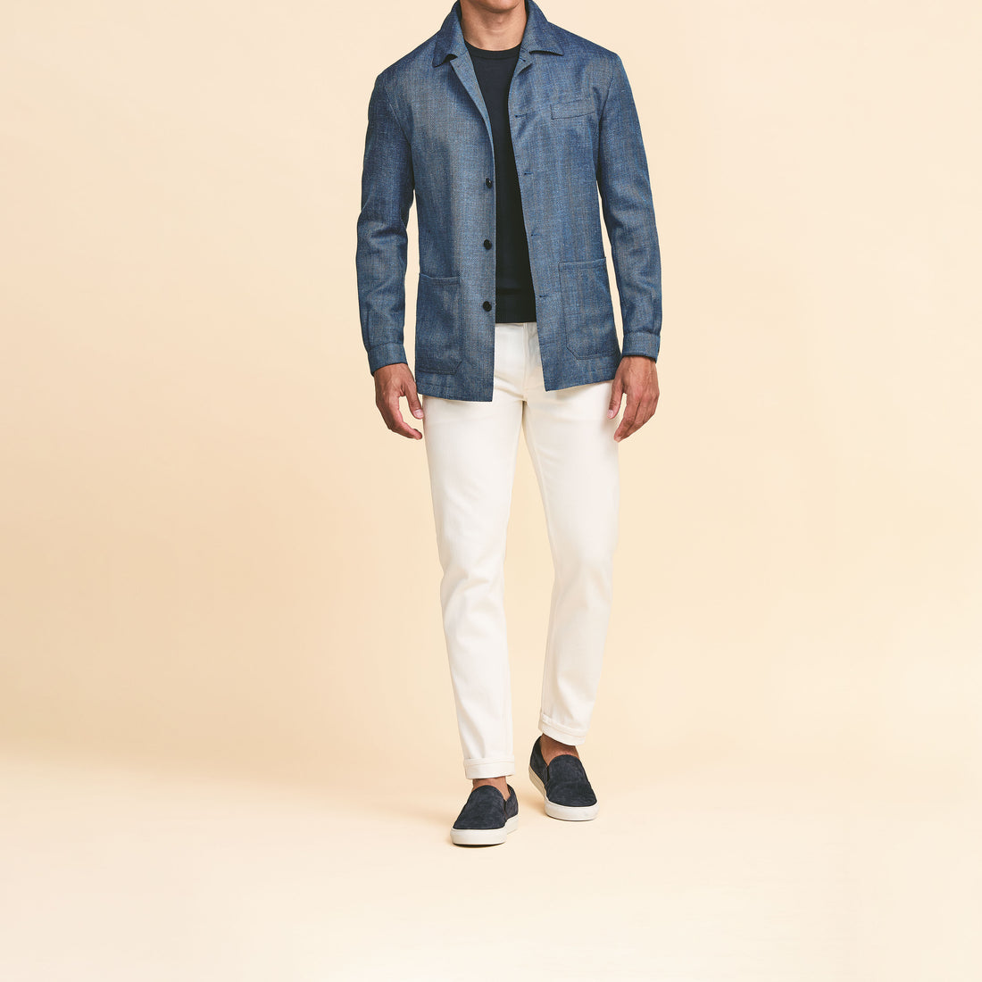 Sport Coat - Cobalt Wool-Silk-Linen Herringbone 9126