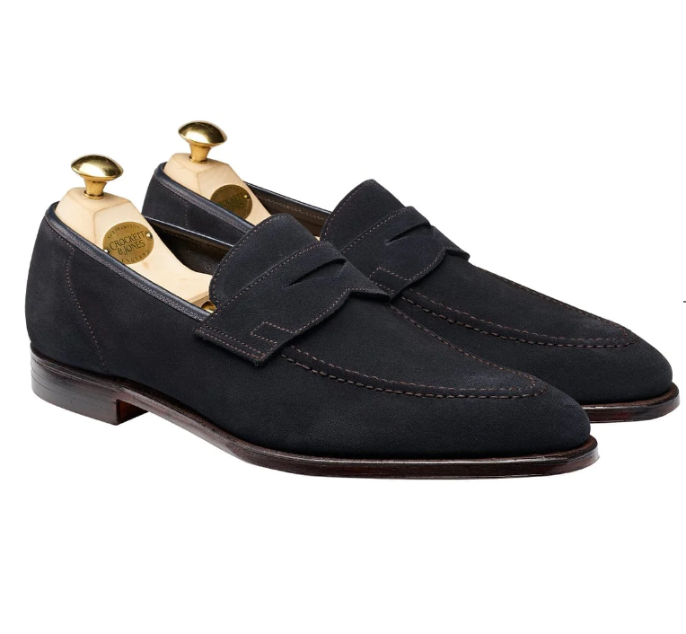 Crockett & Jones Teign Navy Suede Loafer